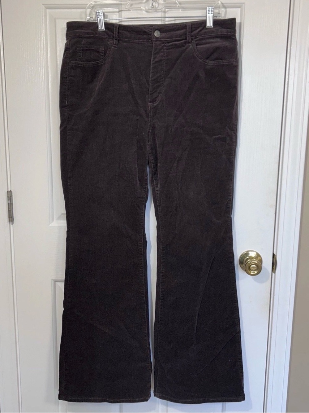 LOFT Corduroy Pants Womens 31 12 Brown Flare Leg High Rise Ribbed Casual Stretch